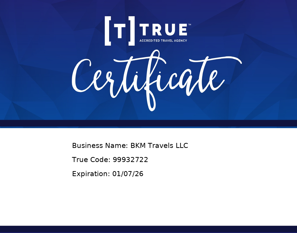 True Certificate